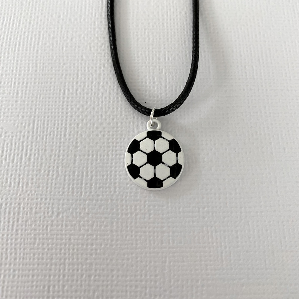 Soccer Black Cord Necklace